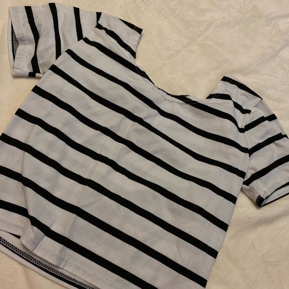 Black and white striped crop top